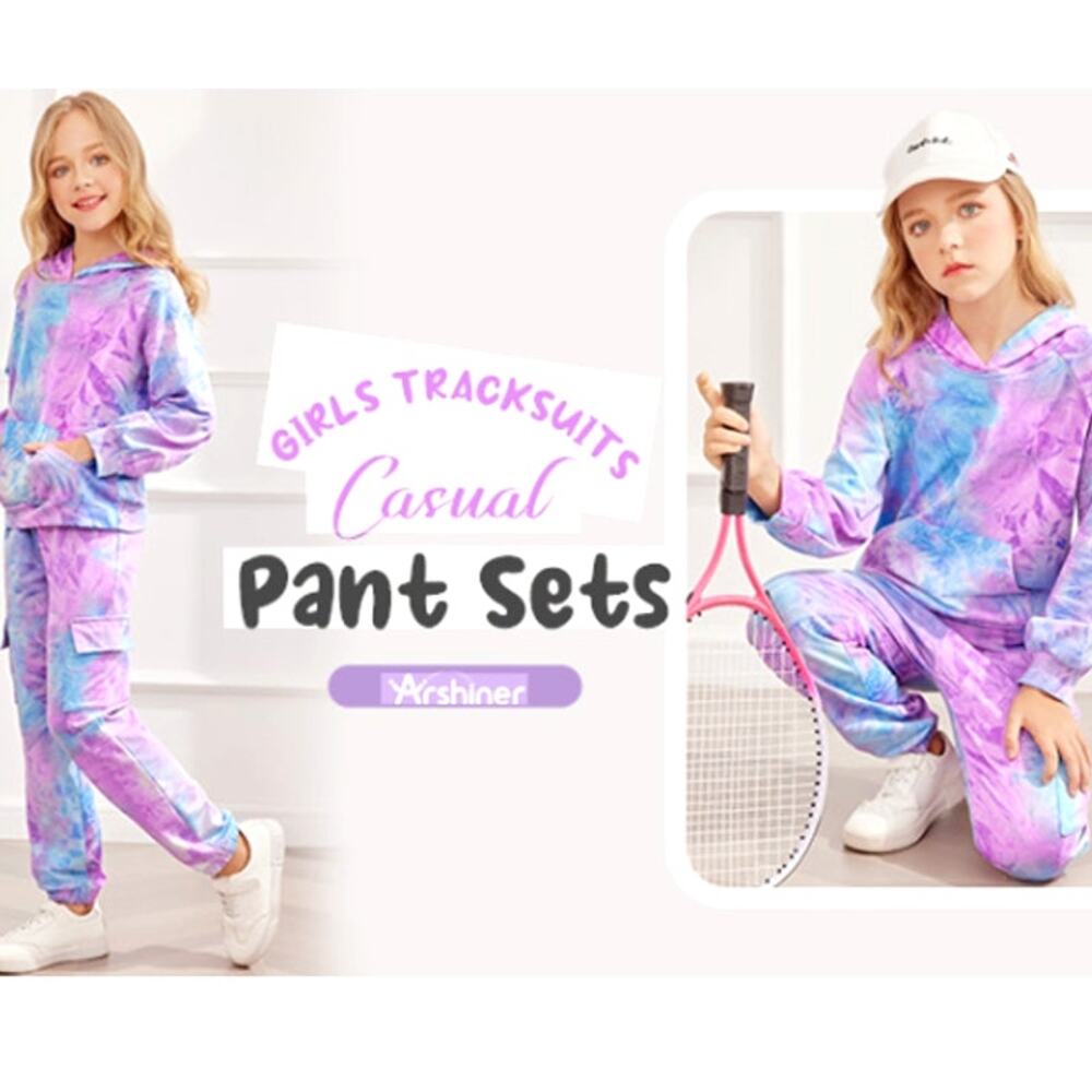 Girls Pastel Tie-Dye Lounge Set - Girls Size 8-10 Tracksuit